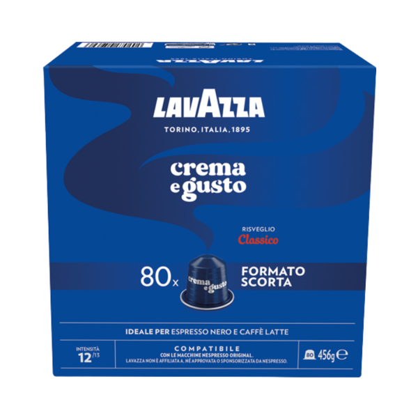 Lavazza Crema e Gusto 12, Nespresso­ kompatibel, 80 Aluminium­ Kaffeekapseln, 456g